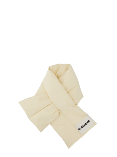 Jil Sander Logo-patch Padded Nylon Scarf In Crema