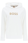 Hugo Boss Cotton-blend Hooded Sweatshirt With Logo Print In White