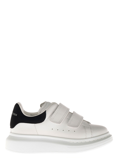 Alexander Mcqueen Kids' Oversize White Leather Sneakers In Bianco/nero