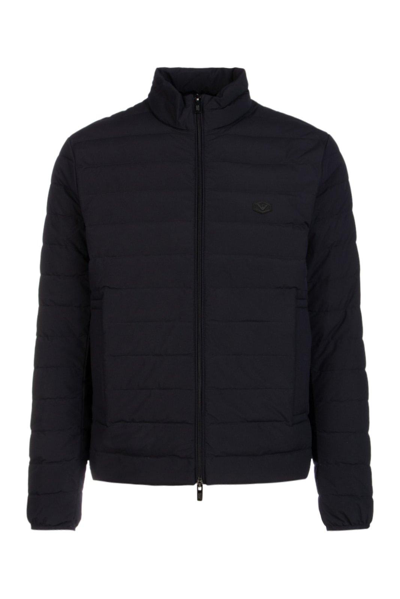 Emporio Armani High Neck Padded Jacket In Navy Blue