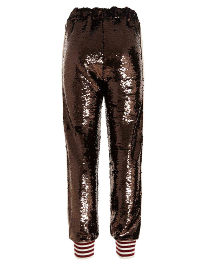 Palm Angels Stripe Detailed Sequined Track Pants In Argento