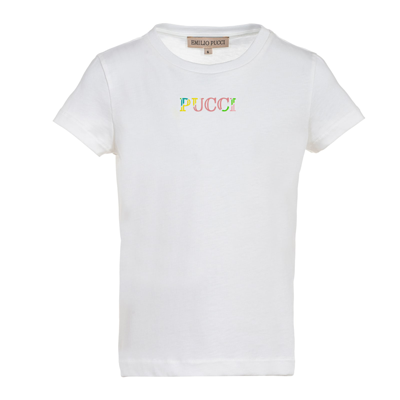 Emilio Pucci Kids' T-shirt With Print In Ivory