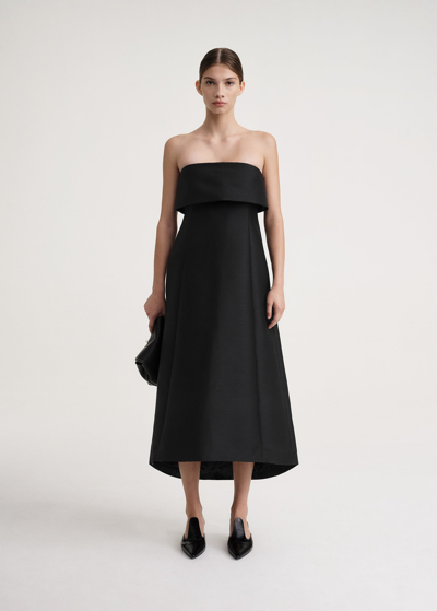 Totême A-line Wool Cotton Dress Black In Black 200