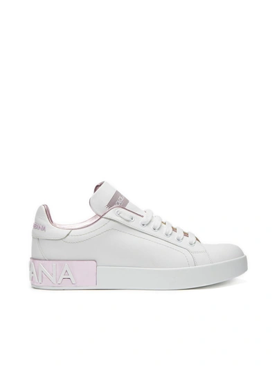 Dolce & Gabbana Portofino Sneaker In Nappa Calfskin In White