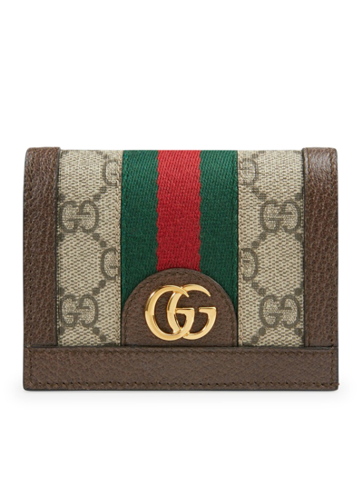 Gucci Small Ophidia Wallet In Gg Supreme In Nude & Neutrals
