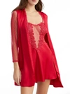 Flora Nikrooz Showstopper Womens Mesh Inset Cover Up Robe In Apple