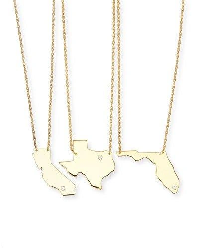 Moon And Lola Personalized State Pendant Necklace, Gold, Alabama-mississippi In Indiana