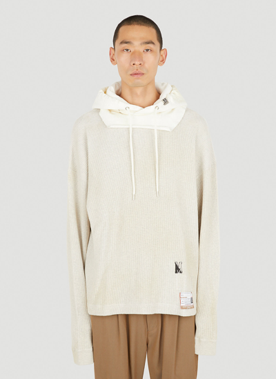 Miharayasuhiro Partly Double Hooded Sweatshirt In Cream