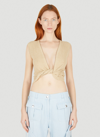 Jacquemus Neutral Le Haut Noué Knotted Top - Women's - Cotton/polyamide/viscose In Beige