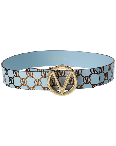 Valentino By Mario Valentino Giusy Monogram Leather Belt In Blue