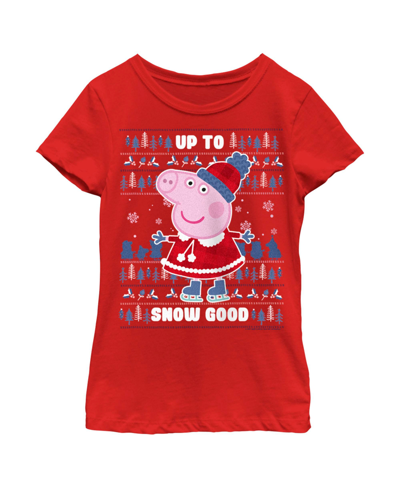 Hasbro Kids' Girl's Peppa Pig Christmas Up To Snow Good Child T-shirt In Red