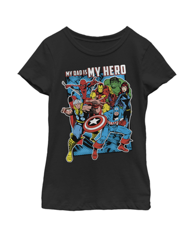 Marvel Kids' Girl's  Dad My Avenger Hero Child T-shirt In Black