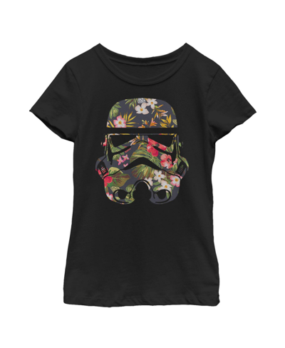 Disney Lucasfilm Kids' Girl's Star Wars Tropical Stormtrooper Child T-shirt In Black