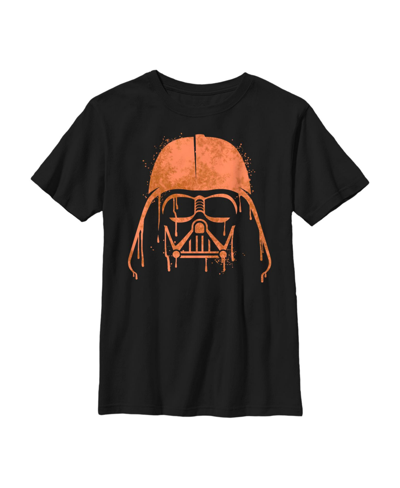 Disney Lucasfilm Kids' Boy's Star Wars Halloween Vader Helmet Spray-paint Child T-shirt In Black