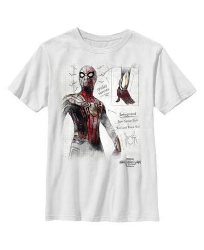 Marvel Kids' Girl's  Spider-man: Now Way Home Integrated Suit Sketch Child T-shirt In White