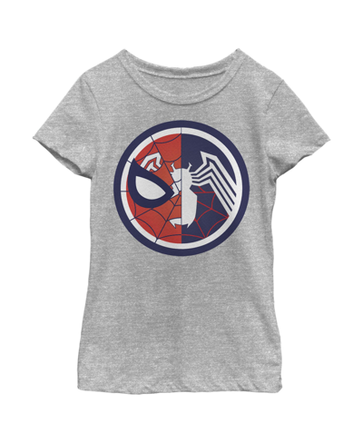 Marvel Kids' Girl's  Spider-man Venom Split Circle Child T-shirt In Athletic Heather