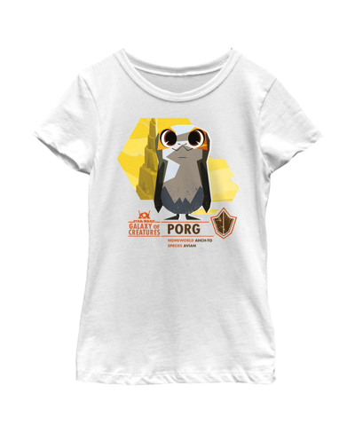 Disney Lucasfilm Kids' Girl's Star Wars: Galaxy Of Creatures The Porg Child T-shirt In White