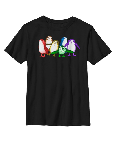 Disney Lucasfilm Kids' Boy's Star Wars The Last Jedi Pride Cute Rainbow Porgs Child T-shirt In Black