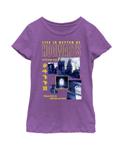 Warner Bros Girl's Harry Potter Life Is Better At Hogwarts Child T-shirt In Purple Berry
