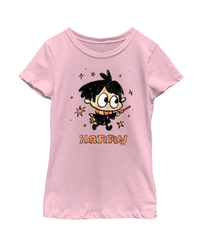 Warner Bros Kids' Girl's Harry Potter Starry Cartoon Harry Child T-shirt In Light Pink