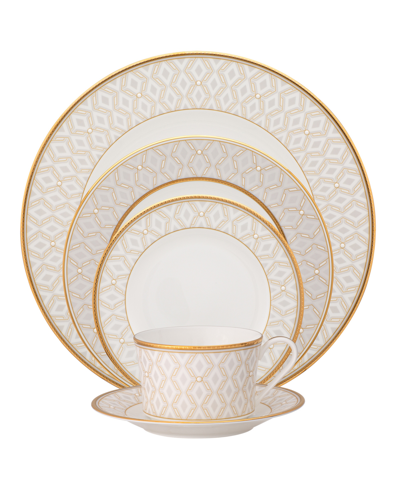 Noritake Noble Pearl 5 Pc Place Setting In White And Gold