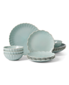 Lenox French Perle Groove 12 Pc. Dinnerware Set, Service For 4 In Lite Blue