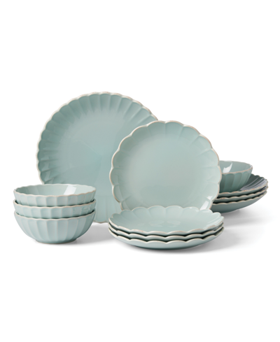 Lenox French Perle Groove 12 Pc. Dinnerware Set, Service For 4 In Lite Blue