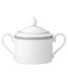 Noritake Whiteridge Platinum Sugar Bowl W/ Cover, 11 Oz. In White And Platinum