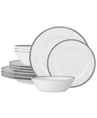 Noritake Whiteridge Platinum 12 Pc Set, Service For 4 In White And Platinum