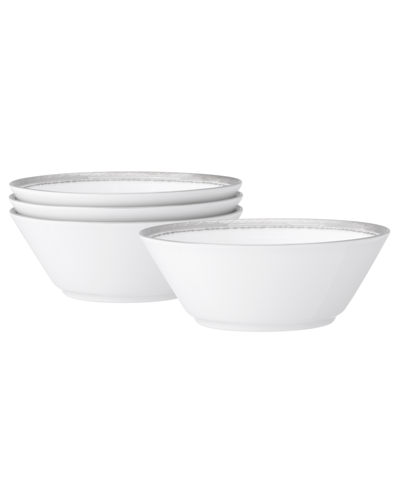 Noritake Whiteridge Platinum Set Of 4 Fruit Bowls, 5", 6 Oz. In White And Platinum