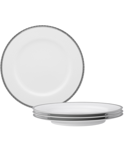 Noritake Whiteridge Platinum Set Of 4 Dinner Plates, 10-1/2" In White And Platinum