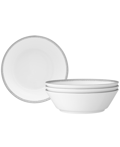 Noritake Whiteridge Platinum Set Of 4 Soup Bowls, 7", 20 Oz. In White And Platinum