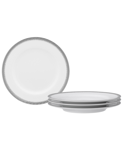 Noritake Whiteridge Platinum Set Of 4 Bread Butter/appetizer Plates, 6-1/2" In White And Platinum