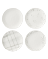 Lenox Oyster Bay Whiteware 4 Piece Tidbit Plate Set, Service For 4 In White