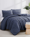 Southshore Fine Linens Chevron Clipped Jacquard 3-pc. Comforter Set, Full/queen In Dark Blue