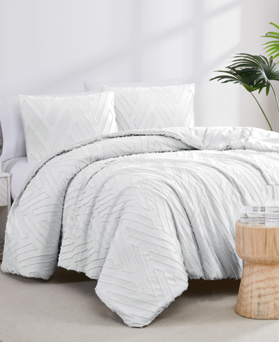 Southshore Fine Linens Chevron Clipped Jacquard 3-pc. Comforter Set, King In Light Gray