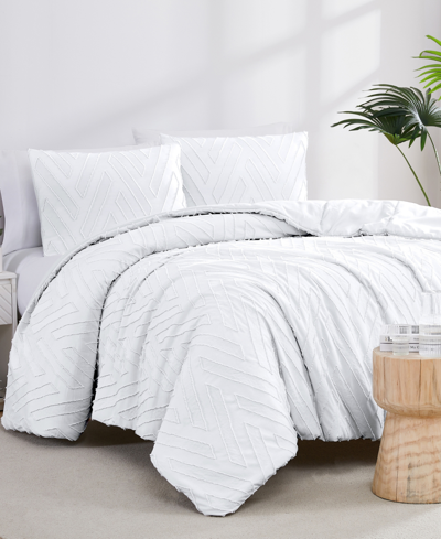 Southshore Fine Linens Chevron Clipped Jacquard 3-pc. Comforter Set, Full/queen In White