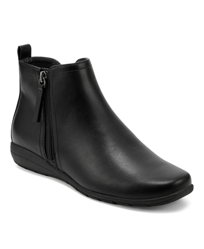 Easy Spirit Women's Aleena Casual Round Toe Booties Women's Shoes In Black Leather