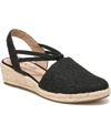 Lifestride Katrina 2 Womens Cushioned Footbed Canvas Wedge Sandals In Black Floral Fabric