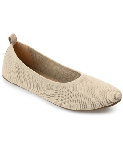 Journee Collection Women's Jersie Knit Flats In Taupe