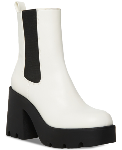 Madden Girl Women's Tippah Lug-sole Chelsea Booties In White Smooth