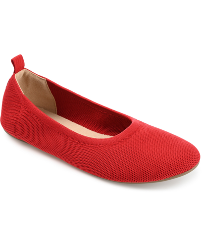 Journee Collection Women's Jersie Knit Flats In Red