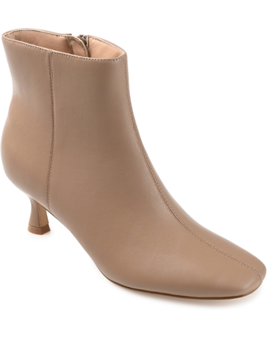 Journee Collection Women's Kelssa Square Toe Kitten Heel Dress Booties In Taupe