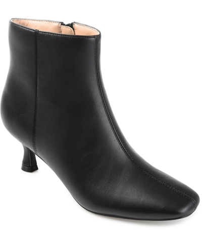 Journee Collection Women's Kelssa Square Toe Kitten Heel Dress Booties In Black