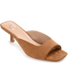 Journee Collection Womens Medium And Wide Width Larna Slip On Kitten Heel Open Toe Pumps In Tan