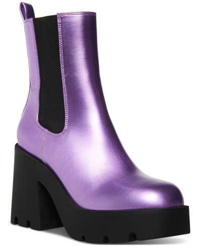 Madden Girl Women's Tippah Lug-sole Chelsea Booties In Purple Metallic