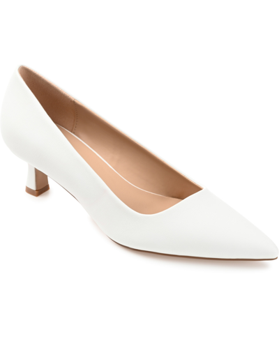 Journee Collection Celica Pointed Toe Pump In White