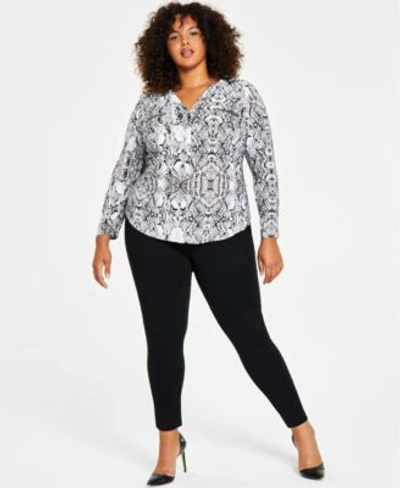 Inc International Concepts Plus Size Zip Pocket Top Pull On Ponte Pants Created For Macys In Multi