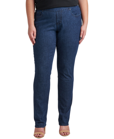 Jag Plus Size Peri Mid Rise Straight Leg Pull-on Jeans In Ink