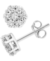 Macy's Diamond Cluster Stud Earrings (3/8 Ct. T.w.) In 14k White Gold In White Gold